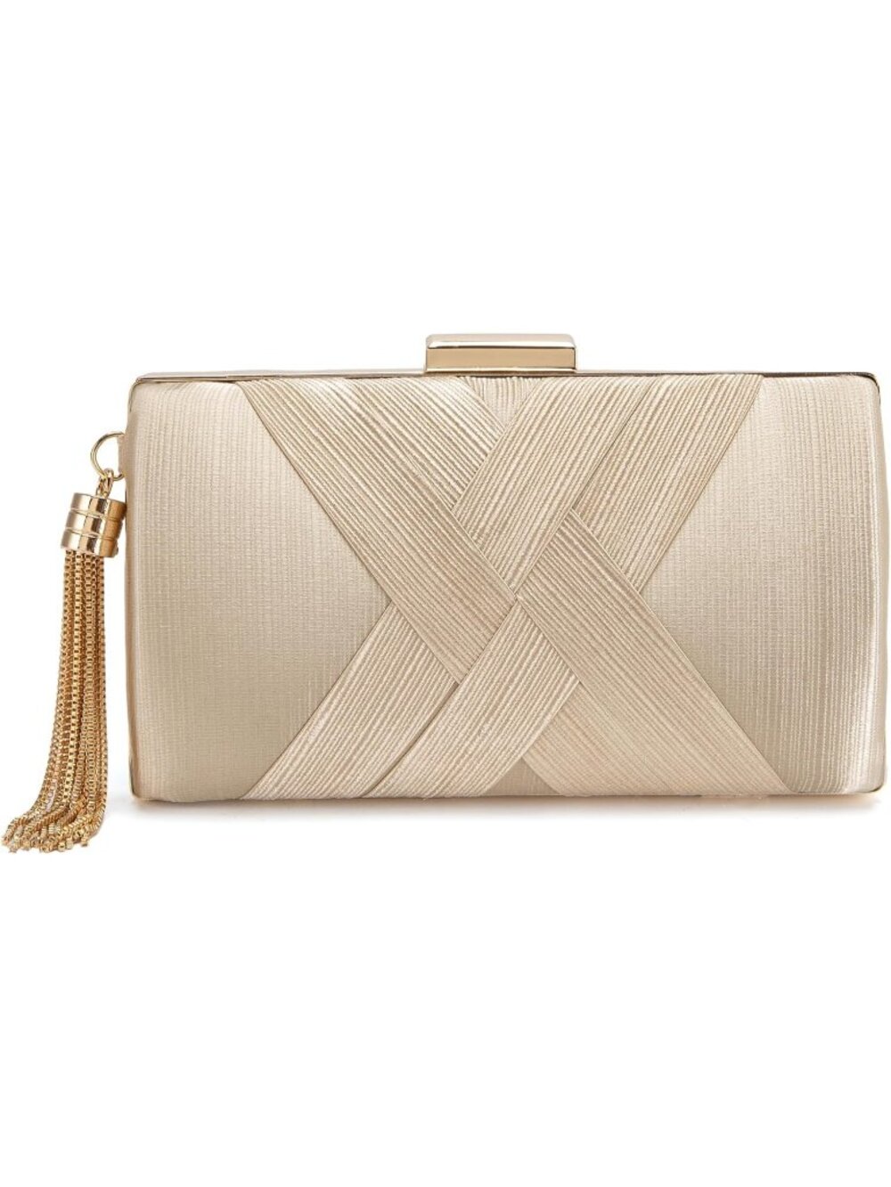 〽️Women Champagne Gold Tassel Formal Clutch Purse Wedding Evening Crossbody Bags